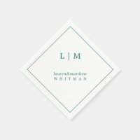 Simple Emerald Green Monogram Elegant Wedding