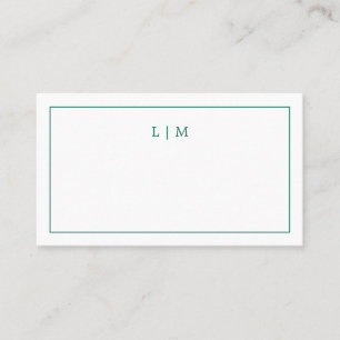 Simple Emerald Green Monogram Elegant Wedding Place Card