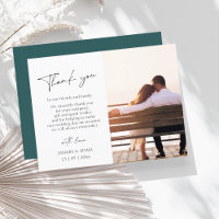 Simple Emerald Green Photo Wedding Thank You