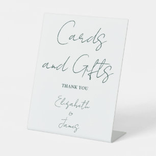 Simple Emerald Green Script Cards And Gifts Pedestal Sign