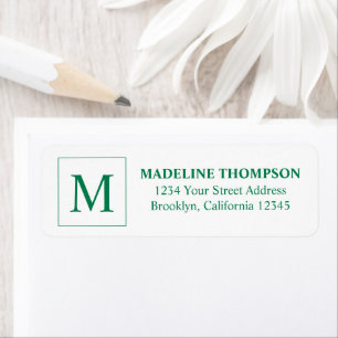 Simple Emerald Green Square Border Monogram