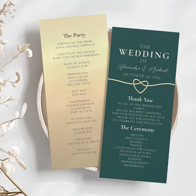 Simple Emerald Green Wedding Program (Creator Uploaded)