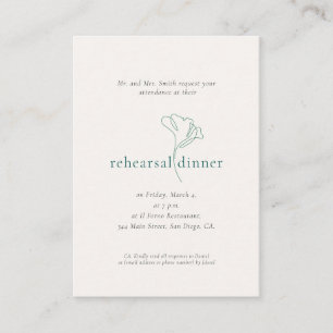 Simple Emerald Green Wedding Rehearsal Dinner Enclosure Card