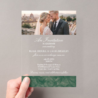 Simple Emerald Lake Batik Custom Photo Acrylic Invitations