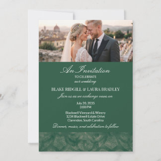 Simple Emerald Lake Fall Batik Custom Photo Invitation