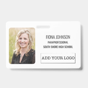 Simple Employee Logo Photo Barcode ID Badge