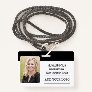 Simple Employee Logo Photo Barcode ID ID Badge