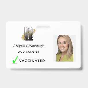 Simple Employee Photo Business Logo Vaccinated  ID Badge