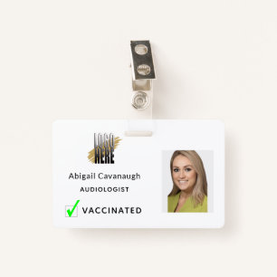 Simple Employee Photo Business Logo Vaccinated ID Badge