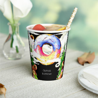  Simple Enchanted Doughnut Birthday Paper Cups