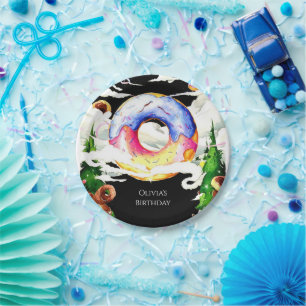 Simple Enchanted Doughnut Birthday Paper Plate