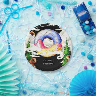 Simple Enchanted Doughnut Birthday Paper Plate