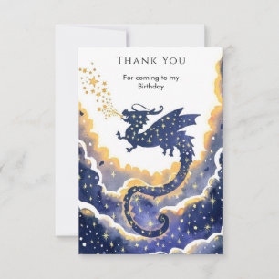 Simple Enchanted Dragon Birthday Thank You Card