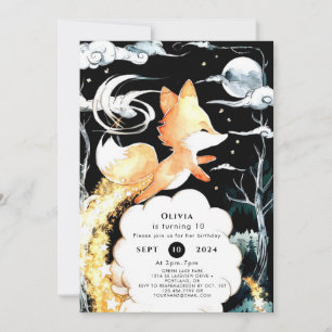 Simple Enchanted Fox Birthday Invitation
