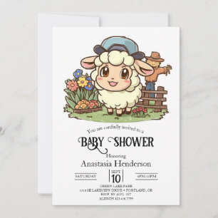 Simple Enchanted Sheep Baby Shower Invitation