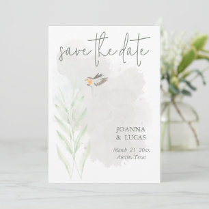 Simple Endangered Fern With Robin  Save The Date