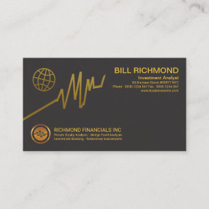 Simple Energetic Gold Global Graph Investment Business Card