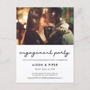Simple engagement party photo invitation postcard