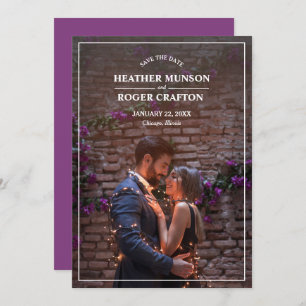 Simple Engagement Photo Purple Save The Date