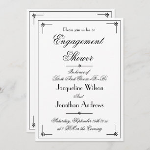Simple Engagement Shower Script Names Classic Invitation