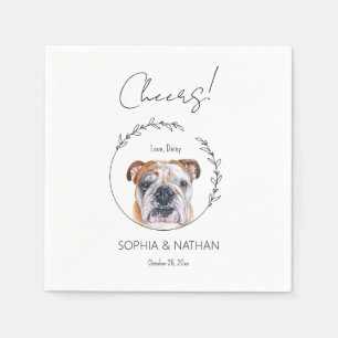 Simple English Bulldog Dog Wedding Cocktail  Napkin