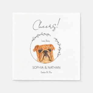 Simple English Bulldog Dog Wedding Cocktail  Napkin