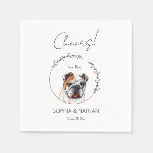 Simple English Bulldog Dog Wedding Cocktail  Napkin