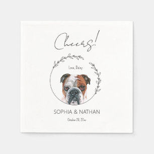 Simple English Bulldog Dog Wedding Cocktail  Napkin