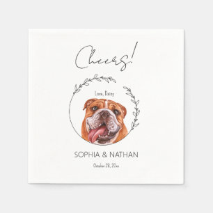 Simple English Bulldog Dog Wedding Cocktail  Napkin