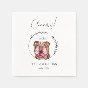 Simple English Bulldog Dog Wedding Cocktail  Napkin