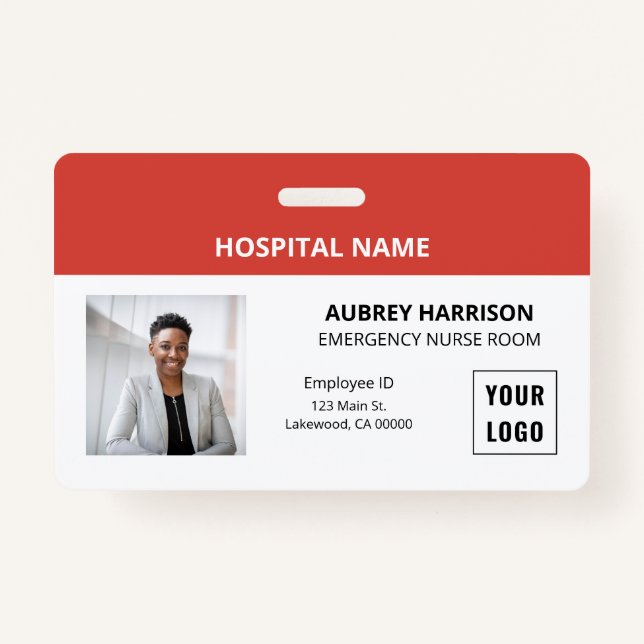 Simple Essential Medical Photo ID ID Badge (Front)
