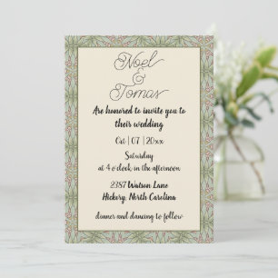 Simple Ethnic Style Sage Green Colours Invitation