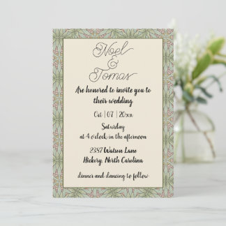 Simple Ethnic Style Sage Green Colours Invitation