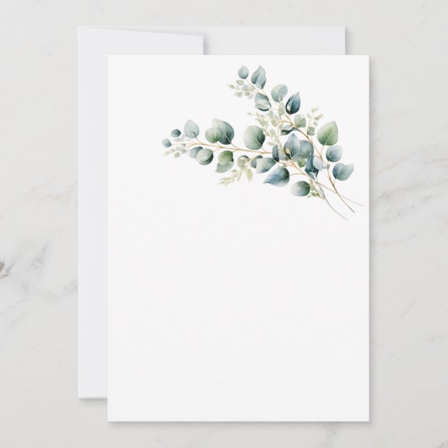 Simple Eucalyptus Blank Wedding  Invitation (Front)