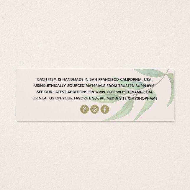 Simple Eucalyptus Blush Clothing Price tag (Back)