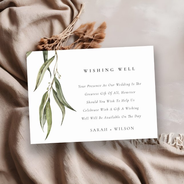 Simple Eucalyptus Botanical Wedding Wishing Well Enclosure Card (Creator Uploaded)