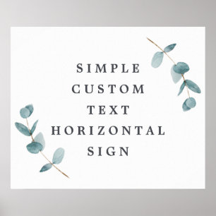 Simple Eucalyptus Branches Custom Text 20x24 Sign