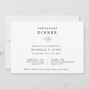 Simple Eucalyptus Chic Rehearsal Dinner Invitation