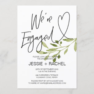 Simple Eucalyptus Engagement Party Celebration Invitation