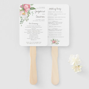 Simple Eucalyptus Floral Greenery Wedding Program Hand Fan