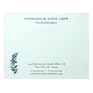 Simple Eucalyptus Green Business Therapist Notepad