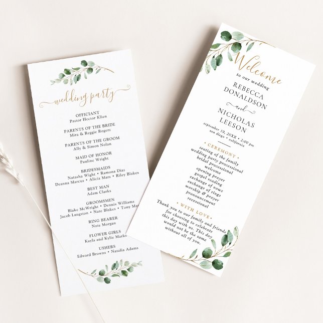 Simple Eucalyptus Greenery Ceremony Program Menu (Creator Uploaded)