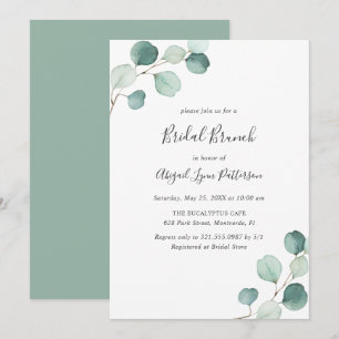 Simple Eucalyptus Greenery Elegant Bridal Brunch Invitation