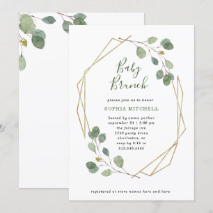 Simple Eucalyptus Greenery Geometric Baby Brunch Invitation