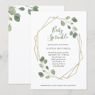 Simple Eucalyptus Greenery Geometric Baby Sprinkle Invitation