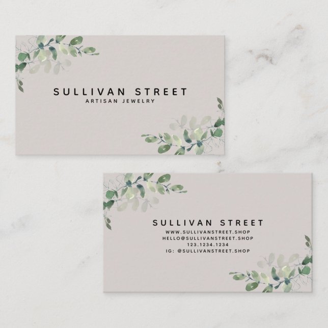 Simple Eucalyptus Greenery Jewellery  Business Car Business Card (Front/Back)