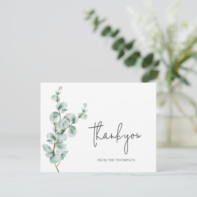 Simple Eucalyptus Greenery  Thank You Card (Standing Front)