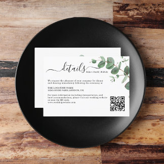 Simple Eucalyptus Greenery Wedding Details Enclosure Card