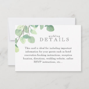 Simple Eucalyptus Greenery Wedding Info Card