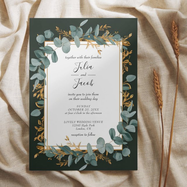 Simple Eucalyptus Greenery Wedding Invitation (Simple Eucalyptus Greenery Wedding Party Supplies)